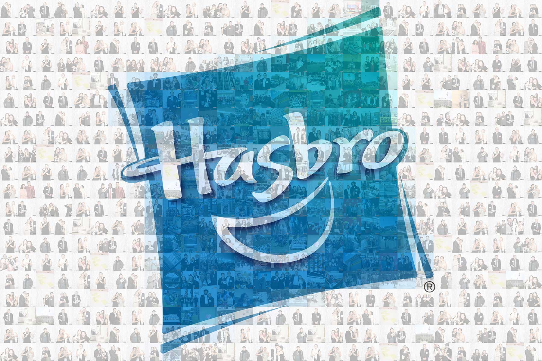 Hasbro logo used to create a mosaic wall photo at a live event